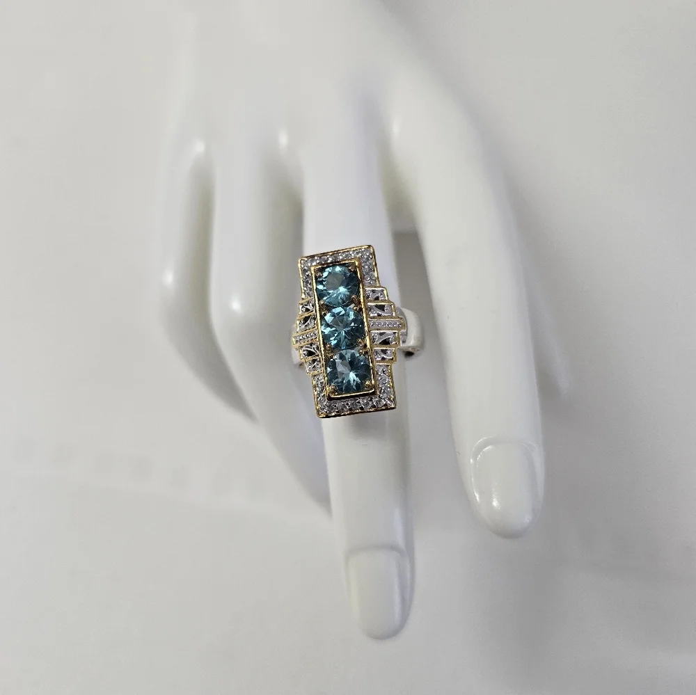 Sterling Silver 925 Rectangular Design Vibrant RING - Picture 5 of 7